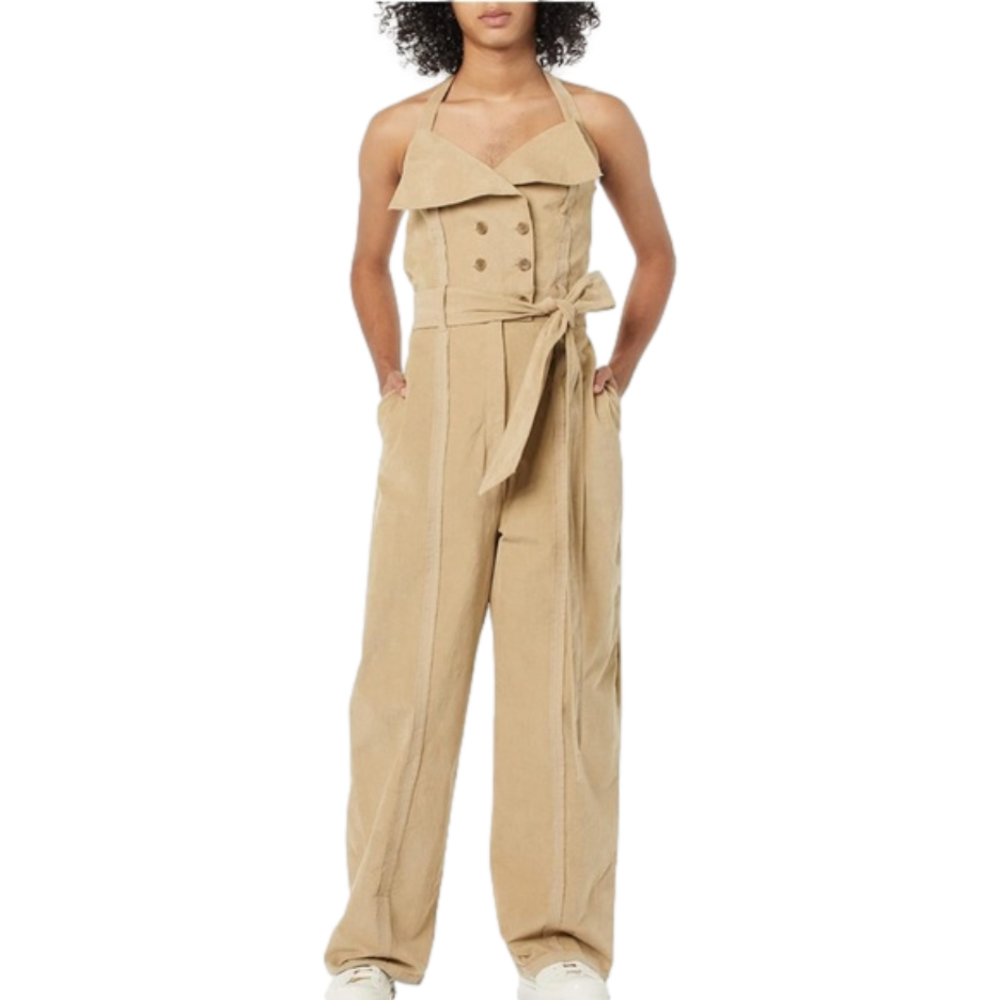 Making the Cut corduroy wide leg Halter Deconstructed Jumpsuit size Medium NWT
